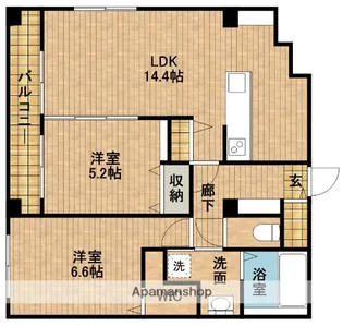 L’ALBA DI SECONDO(ラルバ・ディ・セコンド)【504号室】の間取り