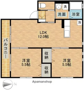 ワンハート有玉【2階】の間取り