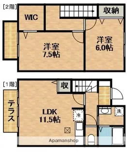 静岡県浜松市中央区富塚町【テラスハウス】の間取り