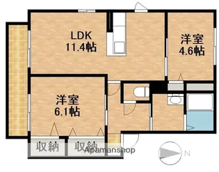 グラシューズB【202号室】の間取り