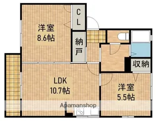 ドミール トシカズC【2階】の間取り