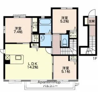 グランコートⅡ【202号室】の間取り