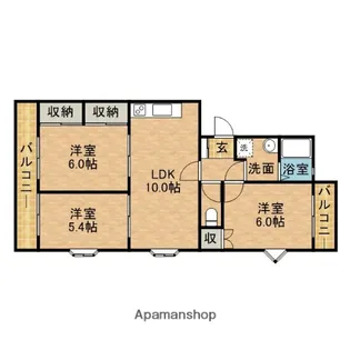エバーグリーンB【3階】の間取り