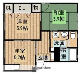 T.TOWNパラージュG【101号室】の間取り