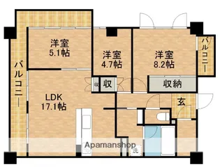 ル・シェモア浜松中央【8階】の間取り