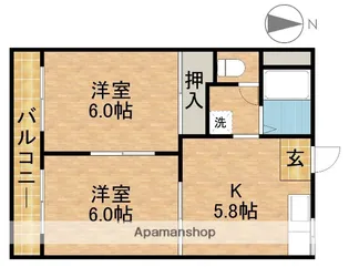 メゾン谷上A【202号室】の間取り