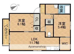 シンコー北島Ⅰ【102号室】の間取り