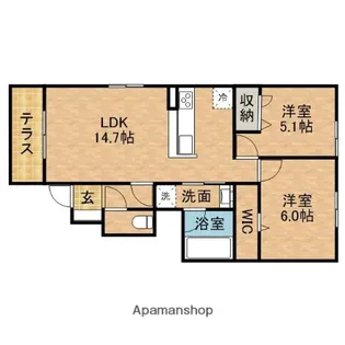カーサ・ソレイユ【1階】の間取り