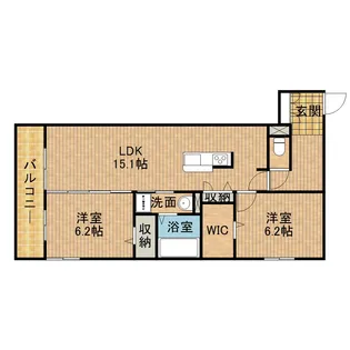 2LDKの間取り画像