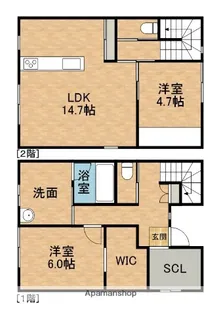静岡県浜松市中央区曳馬5丁目【テラスハウス】の間取り