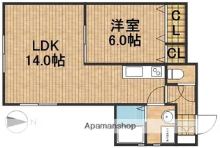 棒屋第六下池ハイツ【1階】の間取り