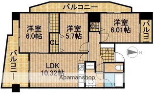 中央ハイツ海老塚【A2号室】の間取り
