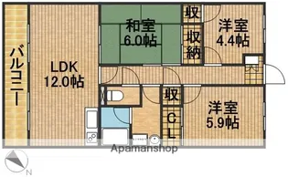 長屋マンション【106号室】の間取り