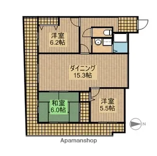 ライフ第5マンション大平台【2階】の間取り