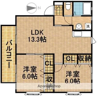 ティエドIIO A【2階】の間取り
