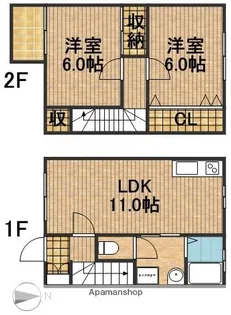 静岡県浜松市中央区大平台4丁目【テラスハウス】の間取り
