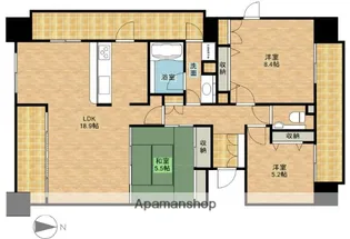 ル・シェモア上西【7階】の間取り