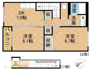 ユシェロA【2階】の間取り