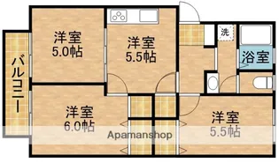 ドリームハイツカワセⅡ【1C号室】の間取り
