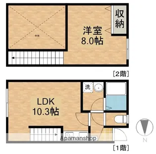 静岡県浜松市浜名区西美薗【テラスハウス】の間取り