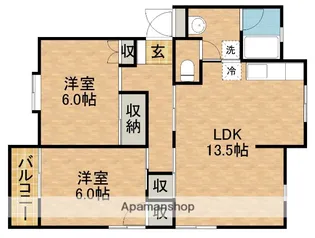 ハイツグリーンB【1階】の間取り