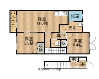 アーリーリバーD【2階】の間取り