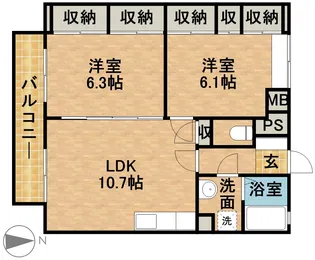 アビタシオン駅南A【2階】の間取り