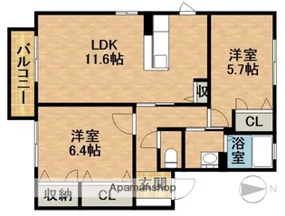 フレシールA【202号室】の間取り
