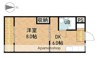 サンメイト可美【108号室】の間取り