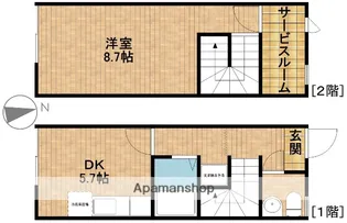 静岡県浜松市中央区中野町【テラスハウス】の間取り