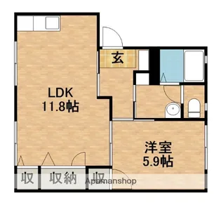 ペーシュはかまた【203号室】の間取り