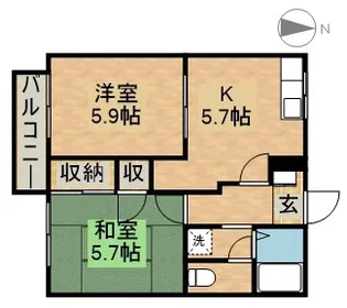 リバーサイド大竹A【201号室】の間取り