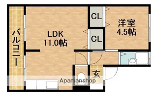 四ツ池マンション【22号室】の間取り