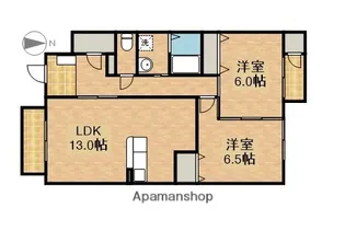 2LDKの間取り画像