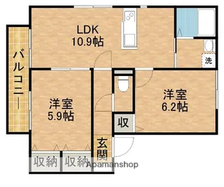 ヴァンベールA【2階】の間取り