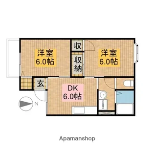 サニーコート【B206号室】の間取り