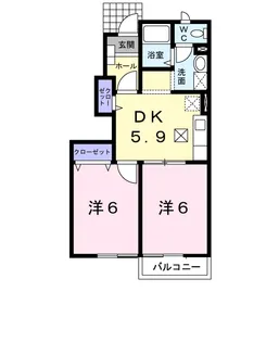 クレストール六瀬【102号室】の間取り