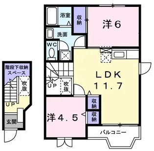 コットンフィールド D【2階】の間取り