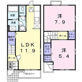 ウォーター フィールド E【1階】の間取り