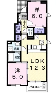 プラシード・K A【1階】の間取り