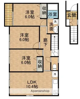 ビバリー鴨江【1号室】の間取り