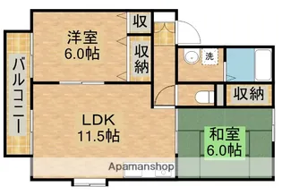 ヴィラ サザンクロスF【2階】の間取り