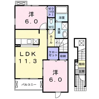 クローバー赤土 Ⅰ【2階】の間取り