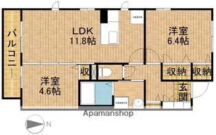 アンシャンテA【201号室】の間取り