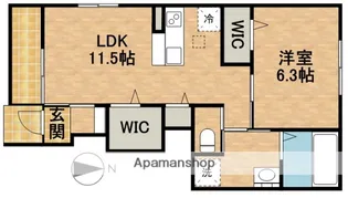 SOUTH WIND【101号室】の間取り