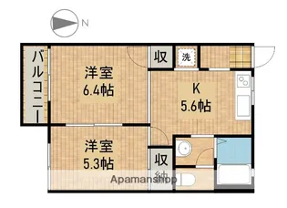 フラッツゆうB【2階】の間取り