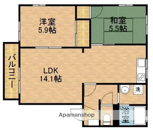 ミヤニシガーデンハイツB【2階】の間取り
