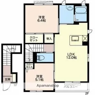 コーポソレイユⅣ【2階】の間取り