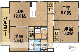 リビングタウン大平台C【101号室】の間取り