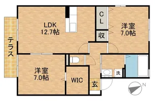 ポワールトゥワイスC【1階】の間取り